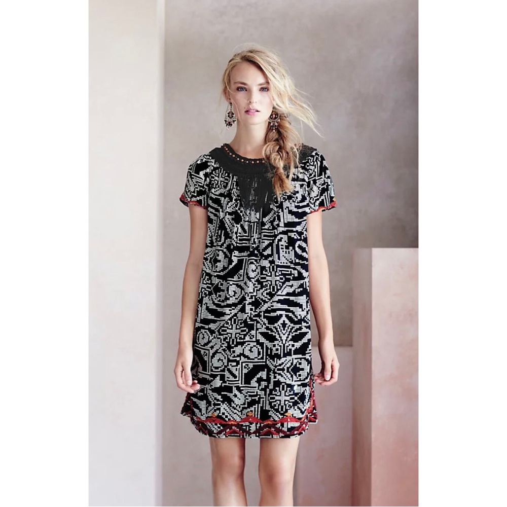 Anthropologie Floreat Dress with embroidery and fringe details - Size S/M